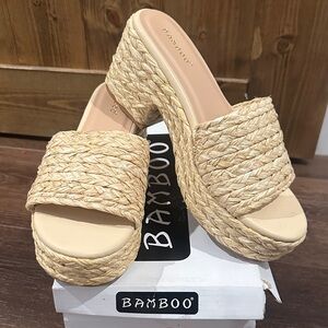 BAMBOO Women's Natural Woven Espadrille Slides